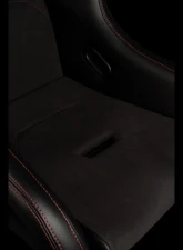 Braum Racing Falcon-S Series Fixed Back Bucket Seat (Each) - Black Leatherette|Alcantara Inserts w/ Red Stitching                                     - BRR9S-BKRS - Image 7