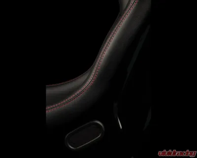Braum Racing Falcon-S Series Fixed Back Bucket Seat (Each) - Black Leatherette|Alcantara Inserts w/ Red Stitching - BRR9S-BKRS