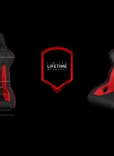 Braum Racing Falcon-X Series Fixed Back Racing Seat (Each) - Red Leatherette w/ Black Trim                                     - BRR8-RDBP - Image 5
