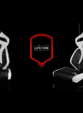 Braum Racing Orue Series Sport Seats (Pair) - White Diamond Leatherette w/ Black Trim                                     - BRR6-WDBS - Image 5