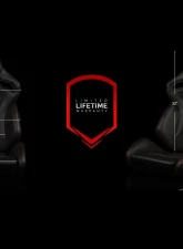 Braum Racing Orue-S Series Sport Reclinable Seats (Pair) - Black Leatherette|Honeycomb Alcantara w/ Red Stitching                                     - BRR6S-HXRS - Image 6