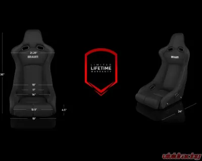 Braum Racing Venom-R Series Fixed Back Bucket Seat (Each) - Black Cloth|Carbon Fiber - BRR7-BKFB
