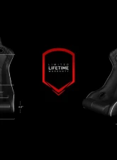 Braum Racing Venom-X Series Fixed Back Bucket Seat (Each) - Black Diamond Leatherette w/ Red Trim                                     - BRR7-BDRS - Image 5