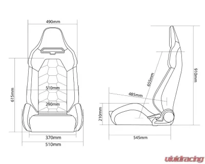 Braum Racing Viper-X Series Sport Seats (Pair) - Black Jacquard w/ White Piping - BRR3-BFWP3