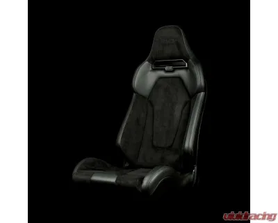 Braum Black Suede Viper X Fixed Back Bucket Seat - BRR3-BSFB3