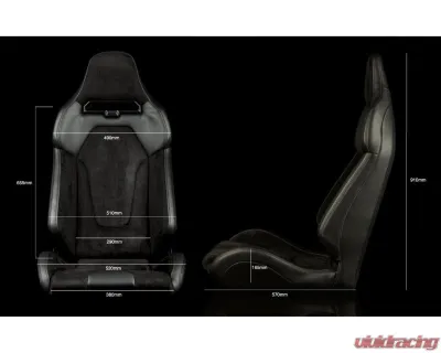 Braum Black Suede Viper X Fixed Back Bucket Seat - BRR3-BSFB3