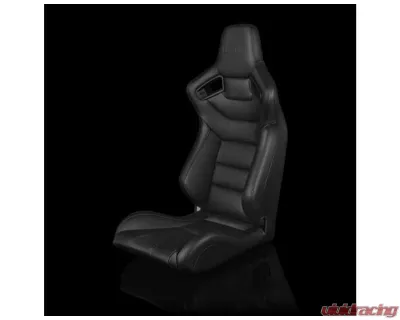 Braum Racing Elite Fixed Back Bucket Seat Black Leatherette (Each) - BRR1-BKFB