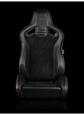 Braum Racing Elite V2 Series Sport Reclinable Seats Black Leatherette|Honeycomb Suede|Red Stitching (Pair)                                     - BRR1-HXRS2 - Image 2