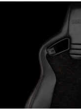 Braum Racing Elite V2 Series Sport Reclinable Seats Black Leatherette|Honeycomb Suede|Red Stitching (Pair)                                     - BRR1-HXRS2 - Image 3