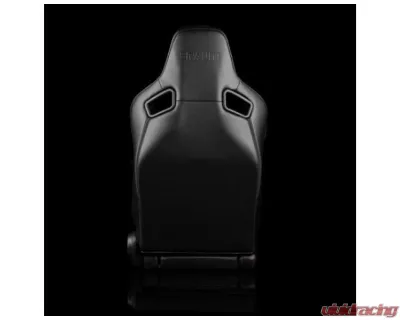 Braum Racing Elite V2 Series Sport Reclinable Seats Black Leatherette|Honeycomb Suede|Red Stitching (Pair) - BRR1-HXRS2