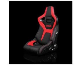 Braum Racing Elite-R Series Sport Reclinable Seats Black|Red Cloth (Pair)