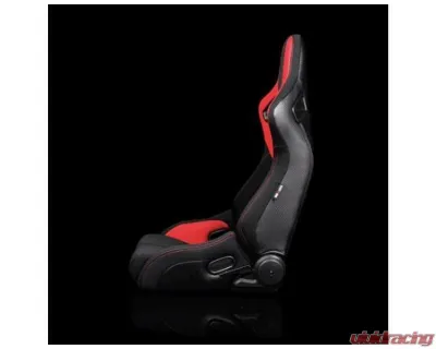 Braum Racing Elite-R Series Sport Reclinable Seats Black|Red Cloth (Pair) - BRR1R-BFRD