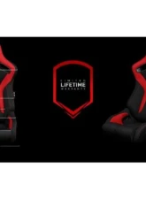 Braum Racing Elite-R Series Sport Reclinable Seats Black|Red Cloth (Pair)                                     - BRR1R-BFRD - Image 5