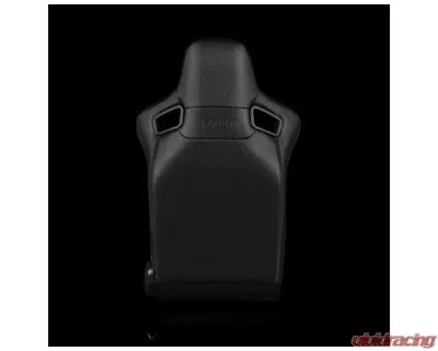 Braum Racing Elite-R Series Sport Reclinable Seats Black Cloth|White Trim (Pair) - BRR1R-BFWP