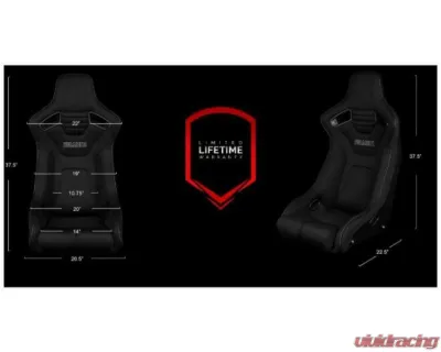 Braum Racing Elite-R Fixed Back Bucket Seat Black Cloth|Black Trim (Each) - BRR1R-BKBS