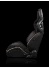 Braum Racing Orue-S Series Sport Reclinable Seats Black Leatherette|Honeycomb Alcantara|Orange Stitching (Pair)                                     - BRR6S-HXOS - Image 3