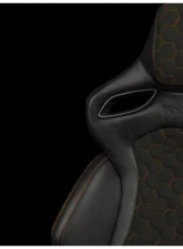 Braum Racing Orue-S Series Sport Reclinable Seats Black Leatherette|Honeycomb Alcantara|Orange Stitching (Pair)                                     - BRR6S-HXOS - Image 4