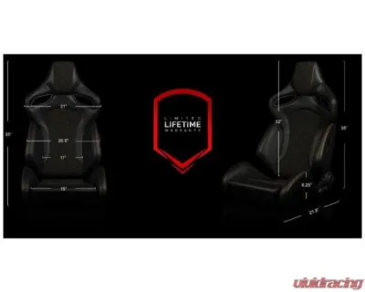 Braum Racing Orue-S Series Sport Reclinable Seats Black Leatherette|Honeycomb Alcantara|Orange Stitching (Pair) - BRR6S-HXOS