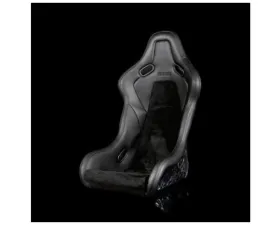 Braum Racing Falcon-S Series Fixed Back Bucket FRP Composite Seat Black Leatherette|Alcantara Inserts|Carbon Forge Composite (Each)