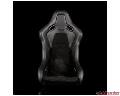 Braum Racing Falcon-S Series Fixed Back Bucket FRP Composite Seat Black Leatherette|Alcantara Inserts|Carbon Forge Composite (Each) - BRR9S-BKCR