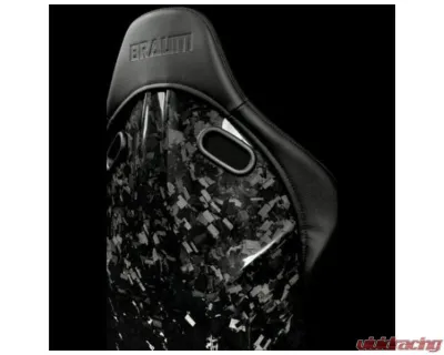 Braum Racing Falcon-S Series Fixed Back Bucket FRP Composite Seat Black Leatherette|Alcantara Inserts|Carbon Forge Composite (Each) - BRR9S-BKCR