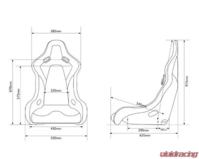 Braum Racing Falcon-S Series Fixed Back Bucket FRP Composite Seat Black Leatherette|Alcantara Inserts|Carbon Forge Composite (Each) - BRR9S-BKCR