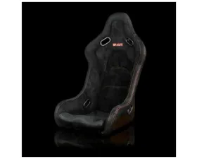 Braum Racing Falcon-S Series Fixed Back Bucket FRP Composite Seat Black Alcantara|Red Stitching|Red Glitter Composite (Each)