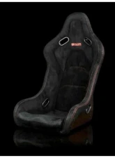 Braum Racing Falcon-S Series Fixed Back Bucket FRP Composite Seat Black Alcantara|Red Stitching|Red Glitter Composite (Each)                                     - BRR9S-BSRG - Image 5