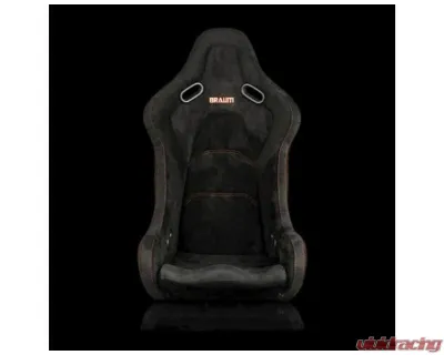 Braum Racing Falcon-S Series Fixed Back Bucket FRP Composite Seat Black Alcantara|Red Stitching|Red Glitter Composite (Each) - BRR9S-BSRG