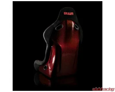 Braum Racing Falcon-S Series Fixed Back Bucket FRP Composite Seat Black Alcantara|Red Stitching|Red Glitter Composite (Each) - BRR9S-BSRG