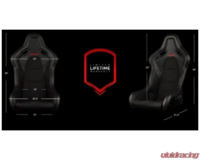 Braum Racing Falcon-S Series Fixed Back Bucket FRP Composite Seat Black Alcantara|Red Stitching|Red Glitter Composite (Each) - BRR9S-BSRG