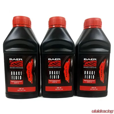 Baer Brake Systems Baer DOT4 High Performance Brake Fluid, (16.9oz/500ml Bottle) 3 Pack - 6800245