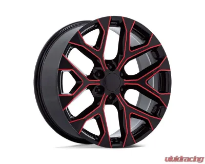 OE Creations PR177 Wheel 24x10 6x139.7 24mm Gloss Black Red Milled - 177MR-2415824