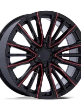 Performance Replicas PR223 Wheel 24x10 6x139.7 28mm Gloss Black Milled Red                                     - PR223BQ24106128 - Image 3