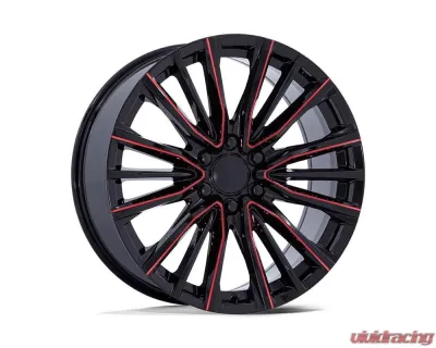 Performance Replicas PR223 Wheel 24x10 6x139.7 28mm Gloss Black Milled Red - PR223BQ24106128