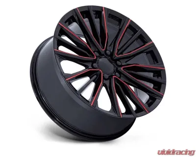 Performance Replicas PR223 Wheel 24x10 6x139.7 28mm Gloss Black Milled Red - PR223BQ24106128