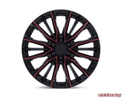 Performance Replicas PR223 Wheel 24x10 6x139.7 28mm Gloss Black Milled Red - PR223BQ24106128