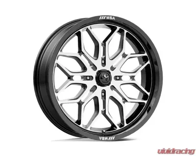 MSA Offroad Wheels M47 Sniper Wheel 22x7 4x156 10mm Gloss Black Machined - MA047BD22704410