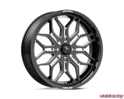 MSA Offroad Wheels M47 Sniper Wheel 20x7 4x137 10mm Gloss Black Milled - MA047BE20704810