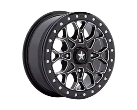 MSA Offroad Wheels M48 Portal Beadlock Wheel 15x6 4x110 38mm Gloss Black Milled w/Gb Ring