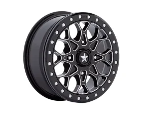 MSA Offroad Wheels M48 Portal Beadlock Wheel 15x6 4x156 38mm Gloss Black Milled w/Gb Ring