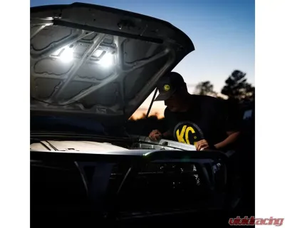 KC Hilites Cyclone V2 LED 5W Flood Beam 2-Light Under Hood Lighting System for Universal Fit - 355