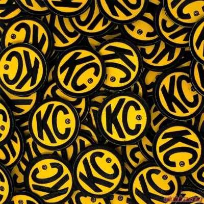 KC HiLites 2.5" Round KC Logo Patch - Durable Fabric, Black and White Design - 7003