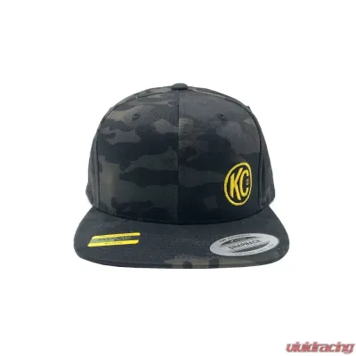 KC Hilites Black Logo Flat Bill Snapback Trucker Hat - Adjustable Fit, Black Color - 70212