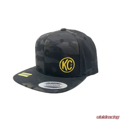 KC Hilites Black Logo Flat Bill Snapback Trucker Hat - Adjustable Fit, Black Color - 70212