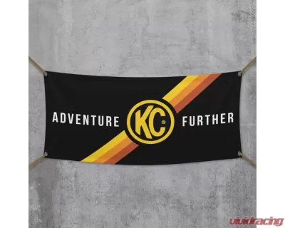KC Hilites 36"x72" KC Banner - Adventure Further - Black with Yellow Logo - 99021