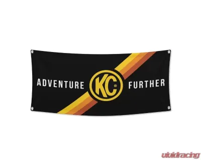 KC Hilites 36"x72" KC Banner - Adventure Further - Black with Yellow Logo - 99021