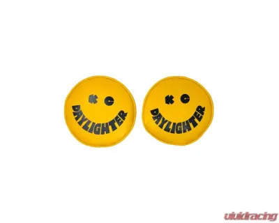KC HiLiTES Retro 6" Vinyl Cover Yellow with Black "KC DAYLIGHTER" Smiley Face - 5201