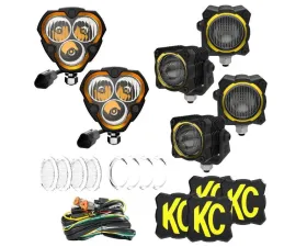 KC HiLiTES Hybrid Front Bumper LED Light Kit for 2017-2023 Jeep Wrangler, Black
