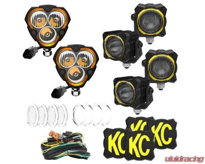 KC HiLiTES Hybrid Front Bumper LED Light Kit for 2017-2023 Jeep Wrangler, Black - 97170